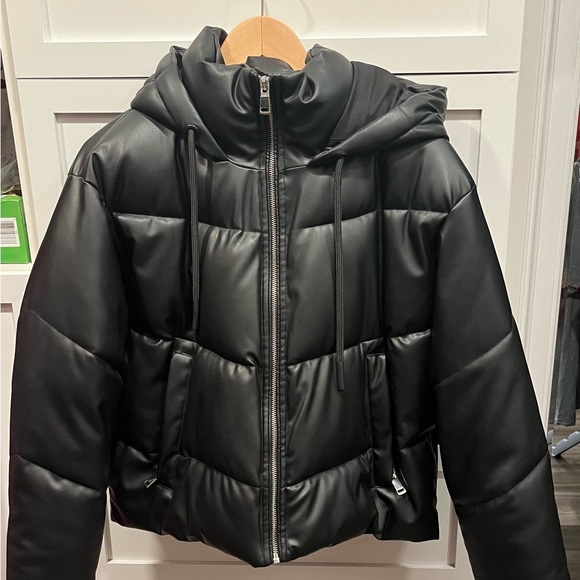Zara Leather Puffer Jacket, almost brand new- wore only once. - Picture 2 of 4
